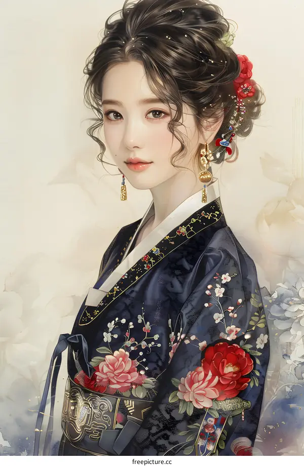 A beautiful Korean woman in traditional dress