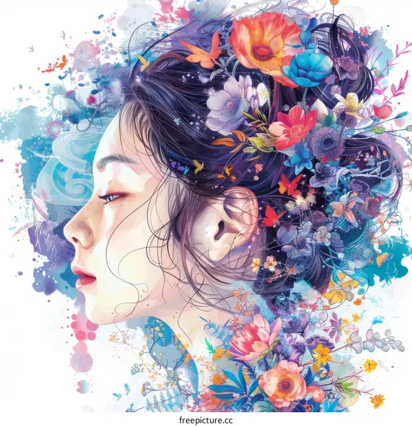 A Woman with Flowers in Her Hair