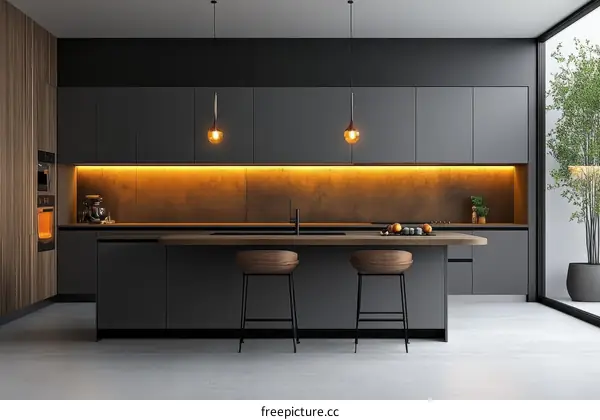 Modern Dark Grey Kitchen Interior Design