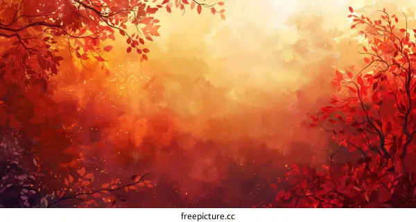 Crimson Leaves Dancing in the Forest