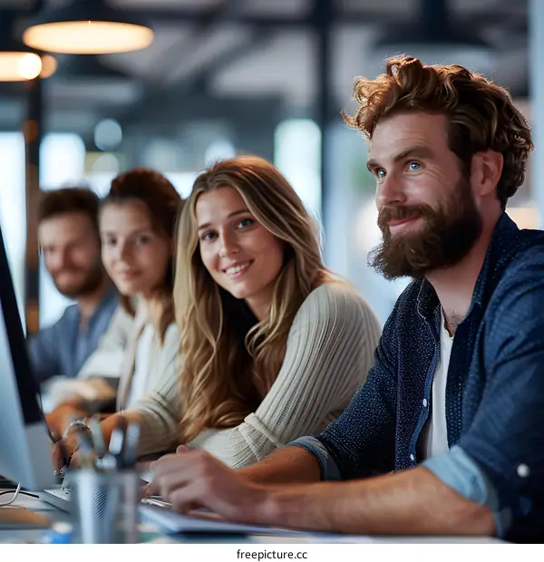 portrait of a group of business people in a meeting