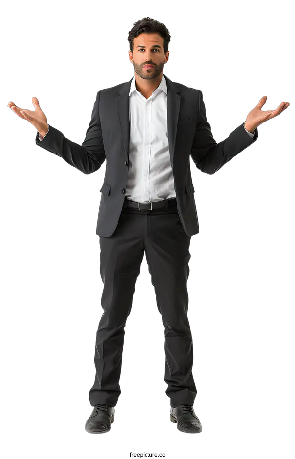 [Transparent Background PNG]Businessman with Open Palms