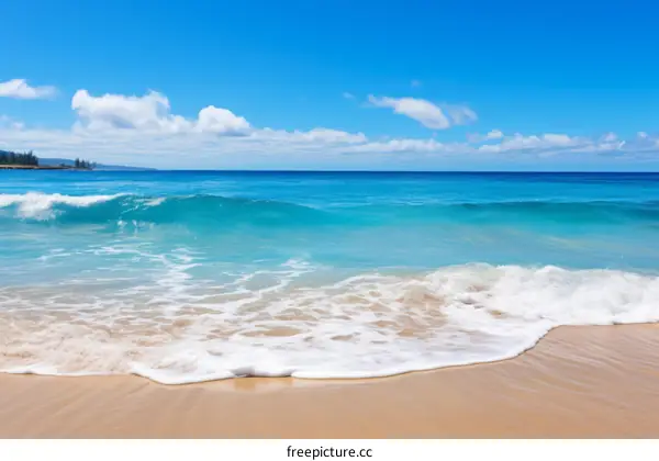 Beautiful beach with white sand and blue water
