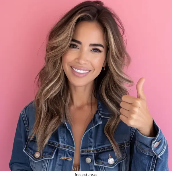 Smiling woman with thumbs up