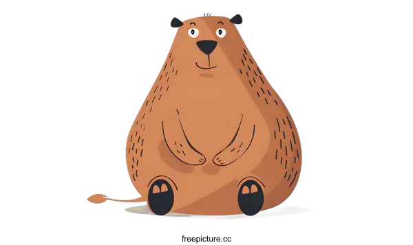 [Transparent Background PNG]Cute Cartoon Illustration of a Groundhog Sitting