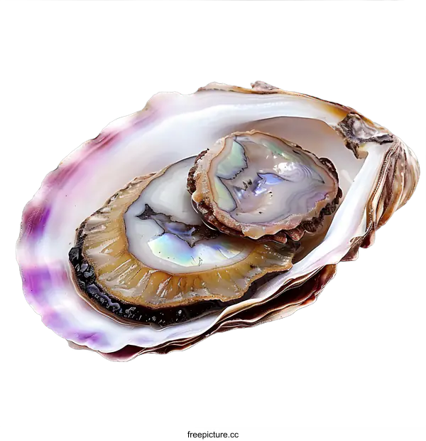 [Transparent Background PNG]A close-up image of an open oyster with a pearl