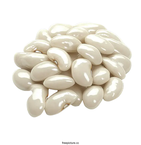 [Transparent Background PNG]Pile of White Beans Close-up