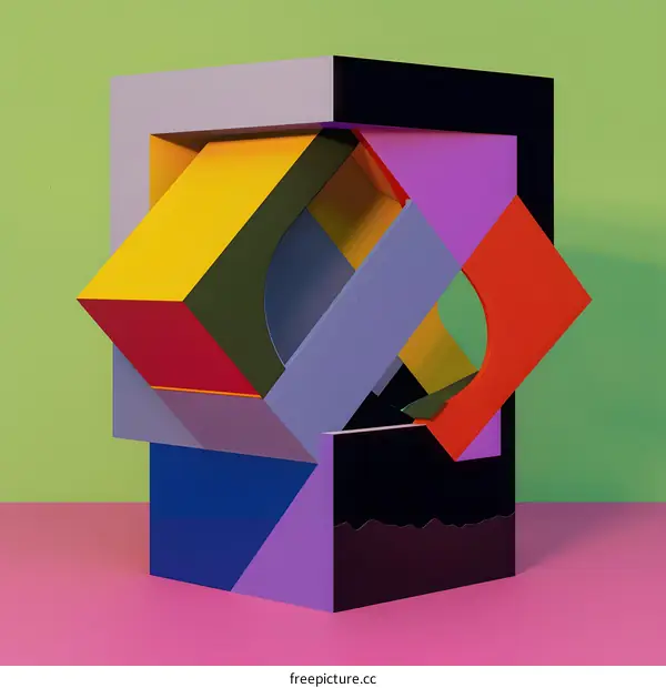 Abstract Geometric Shapes with Colorful Cubes