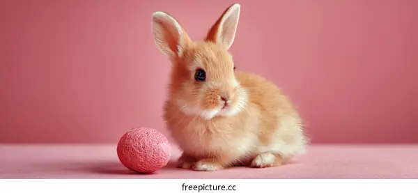 Adorable Baby Easter Bunny on Pink Background