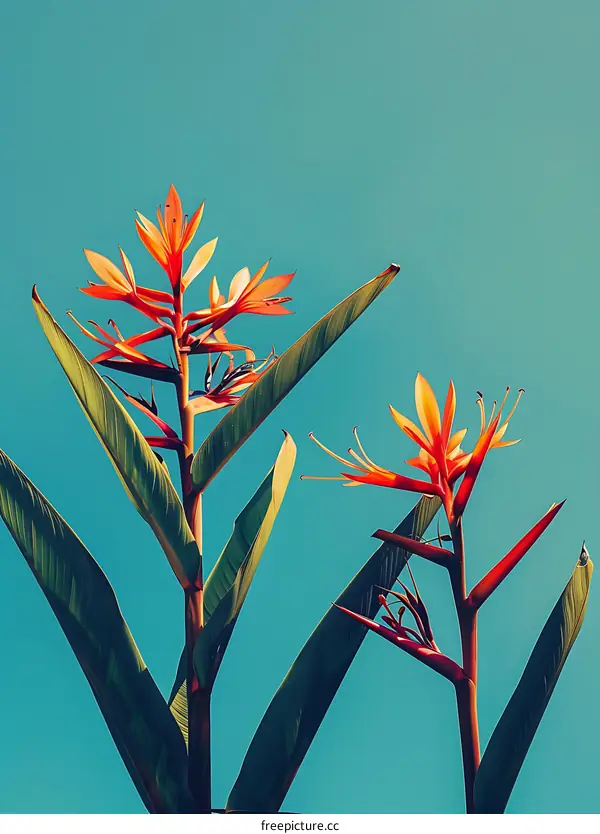 Orange Flowers Against Blue Sky