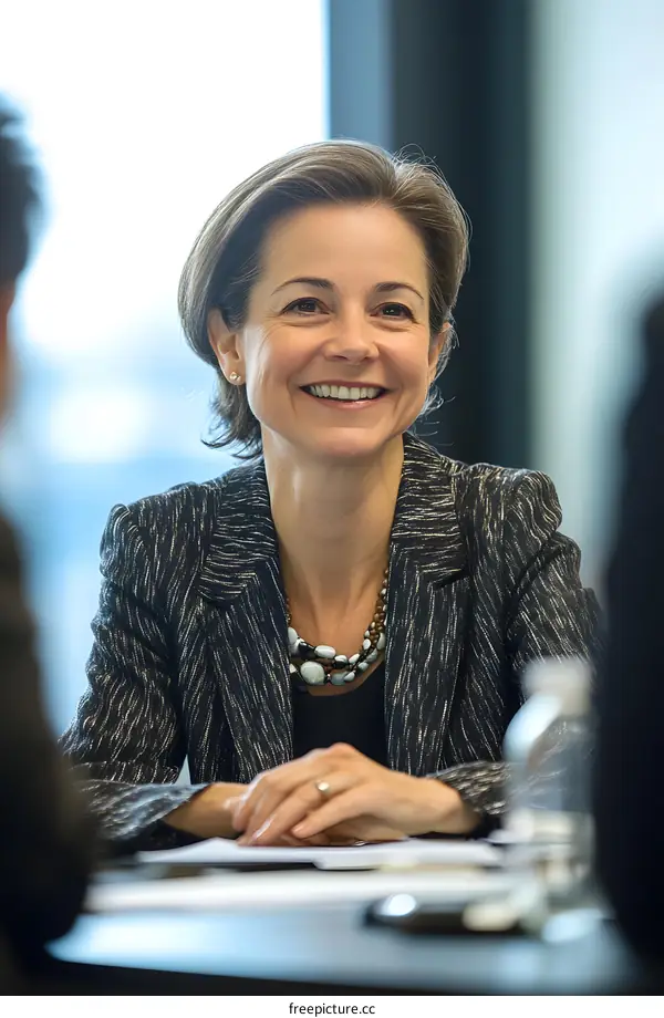Smiling Businesswoman in a Meeting