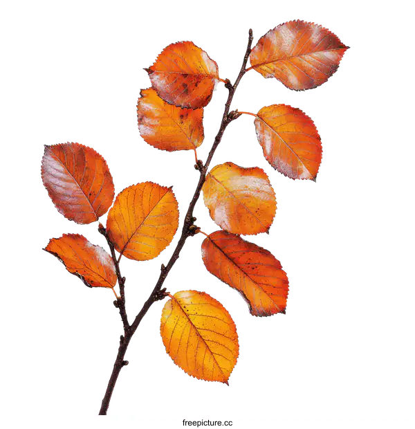 [Transparent Background PNG]Autumn Leaves Branch Isolated on White Background