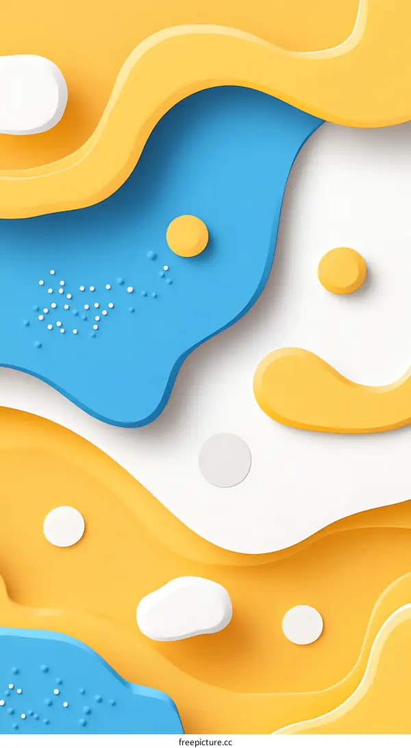 Abstract Yellow Blue White Paper Cut Background