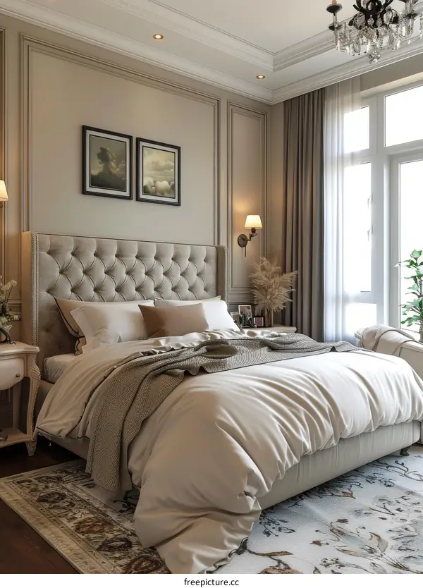 Elegant Beige Bedroom Interior Design
