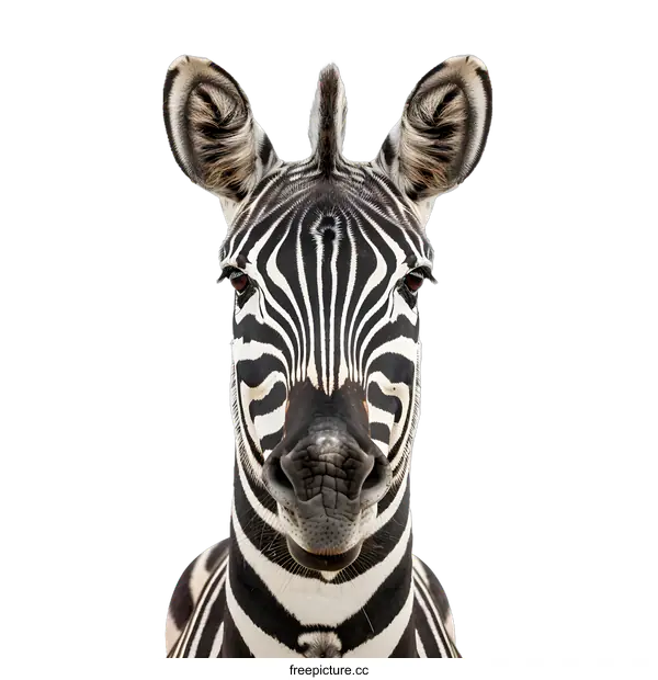 [Transparent Background PNG]Zebra Portrait Isolated on White Background
