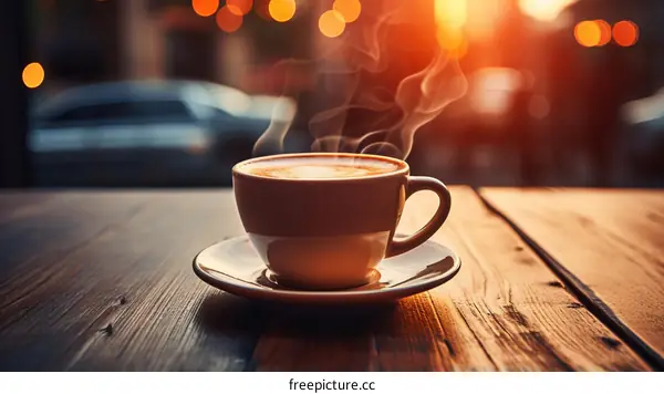 Cappuccino in the morning sunlight