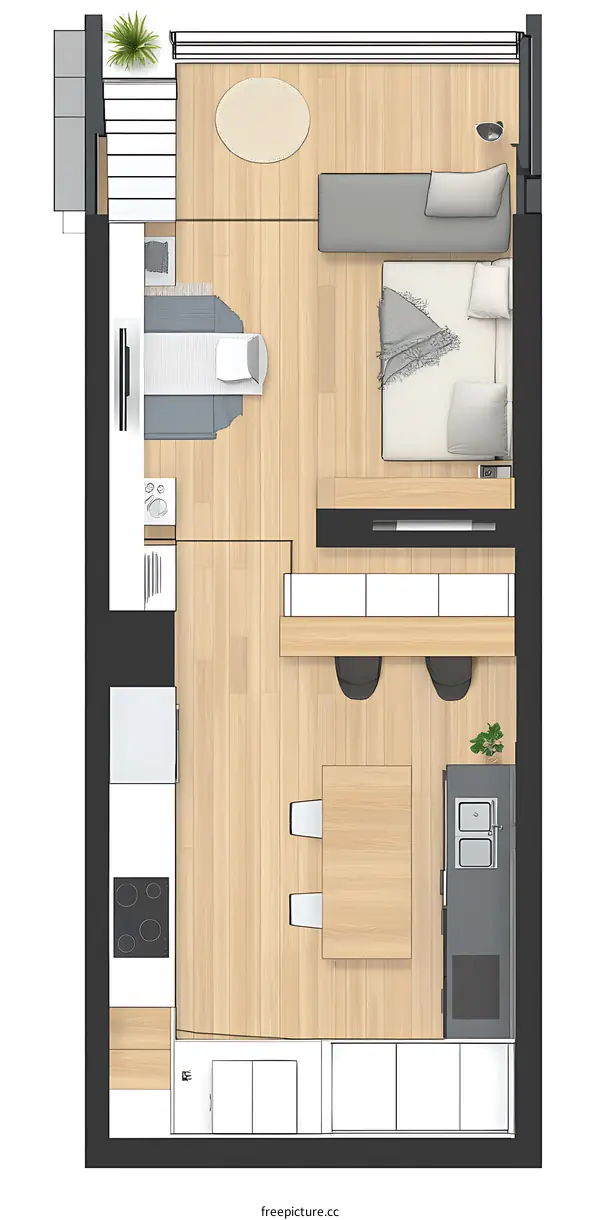 Modern Tiny Apartment Floor Plan Design