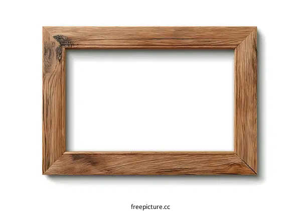 Wooden Picture Frame on White Background