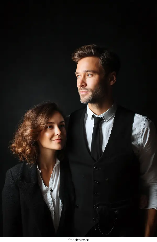 Couple in Formal Wear Studio Portrait