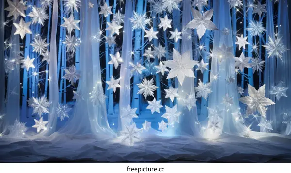 A winter wonderland of snowflakes and lights