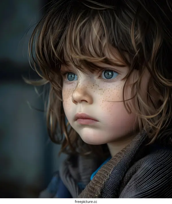 Portrait of a boy with light brown hair and freckles
