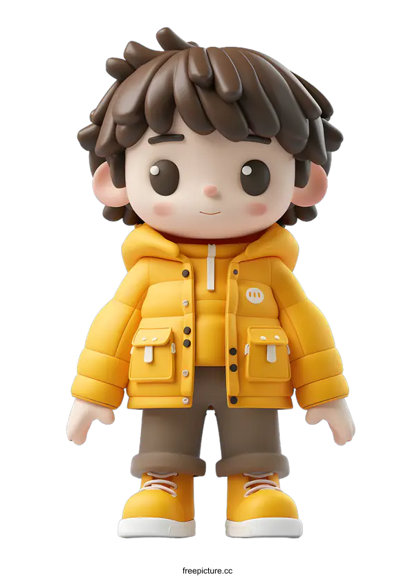 [Transparent Background PNG]3D Boy in Yellow Jacket
