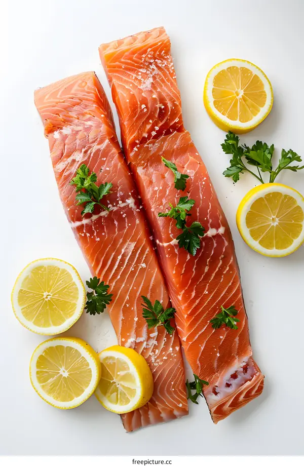 Fresh Salmon Fillets with Lemon and Parsley
