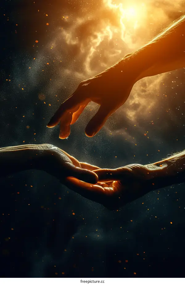 Helping Hand Reaching Out From Heaven