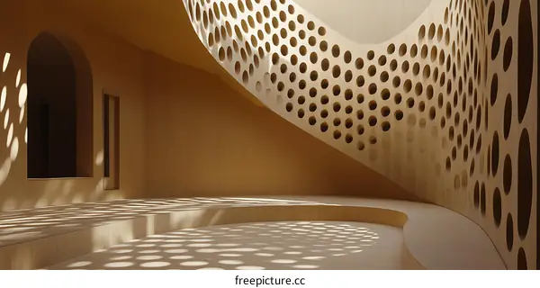 Modern Interior Design with Circular Cutouts and Curved Walls