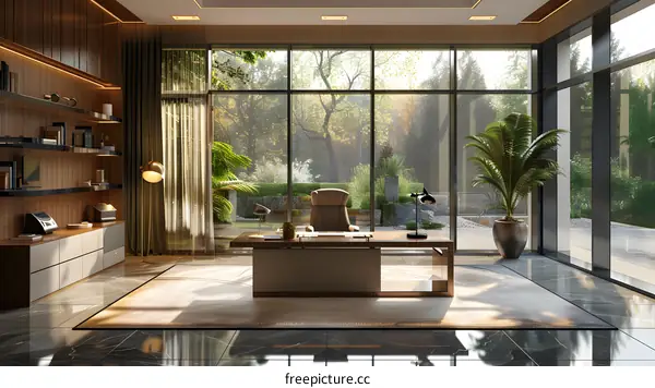 Luxurious Home Office with Garden View