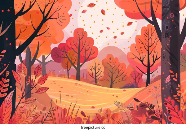 Autumn Forest Landscape Illustration