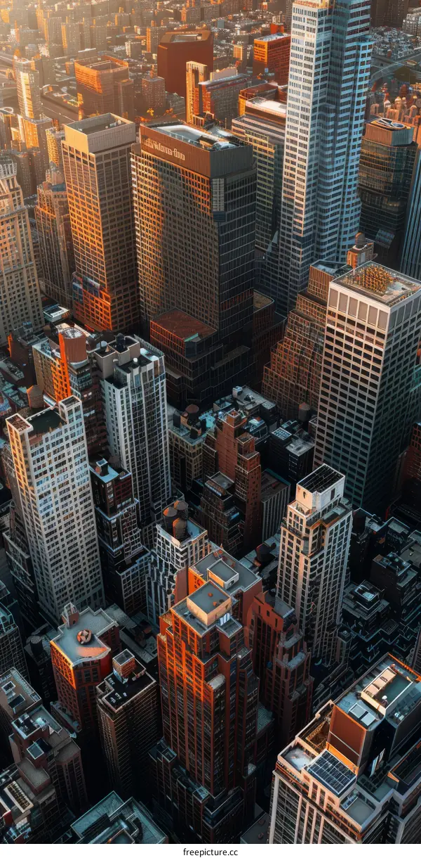 Aerial View of New York City Skyline at Sunrise