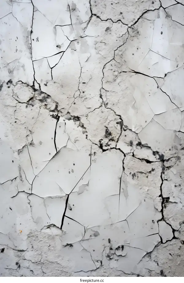 Cracked white concrete wall texture background