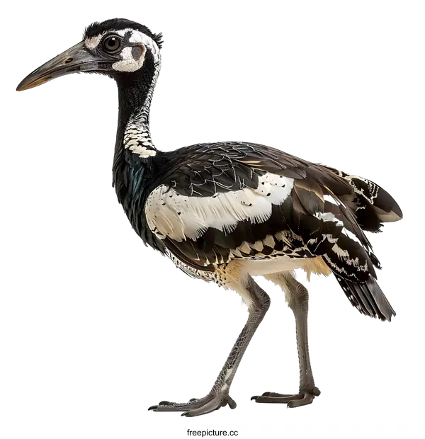 [Transparent Background PNG]White Crested Helmet Shrike on White Background