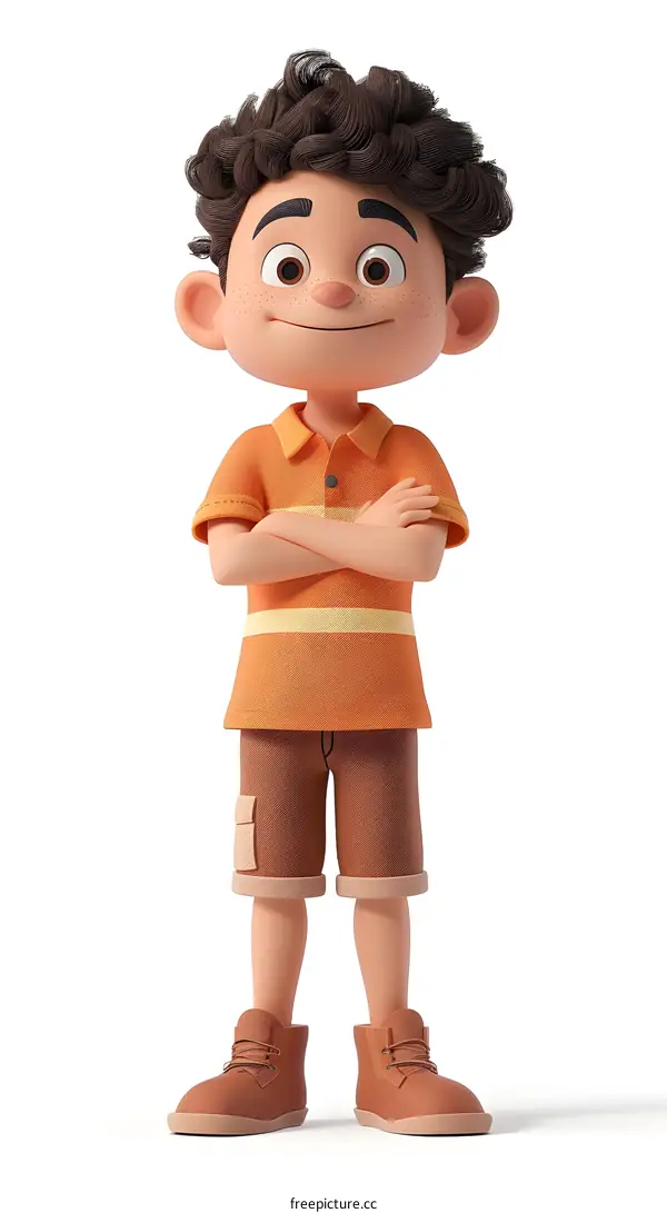 Confident Young Boy Cartoon Character