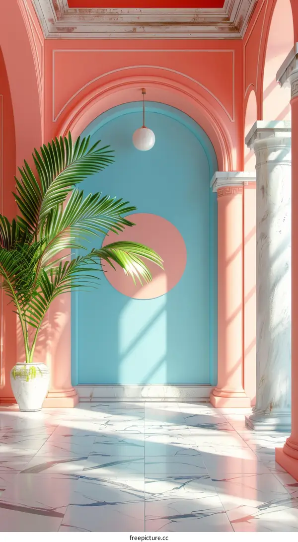 Elegant Pastel Interior Design with Archways