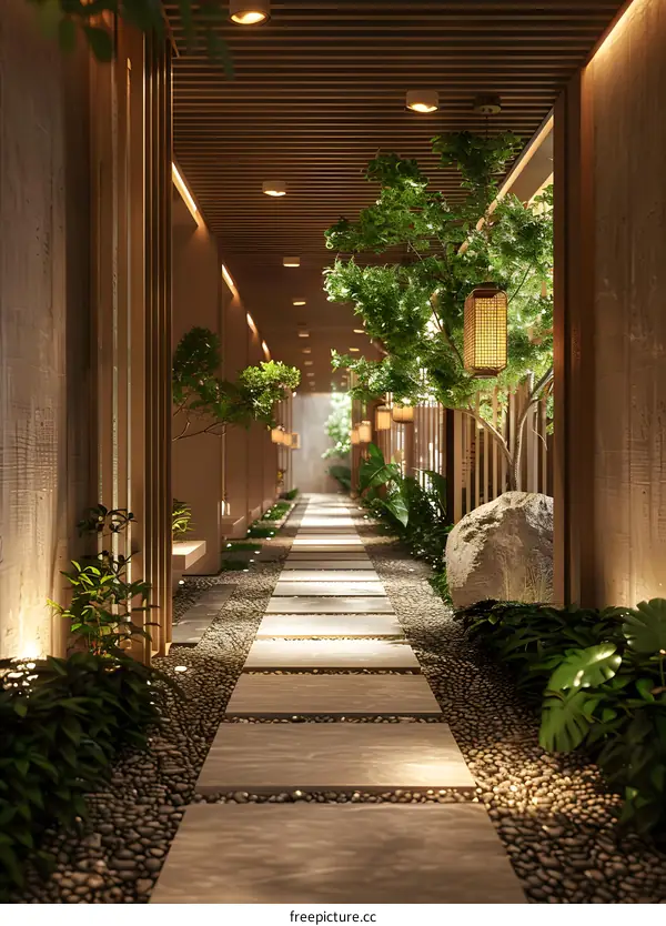 Japanese style courtyard corridor