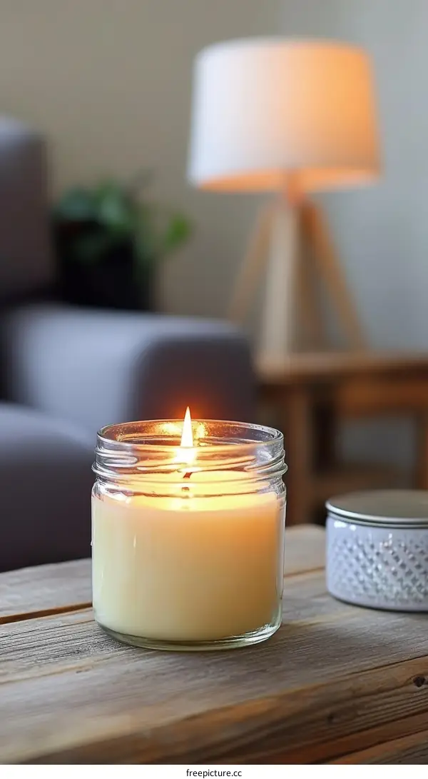 Cozy Living Room Scene with Candlelight