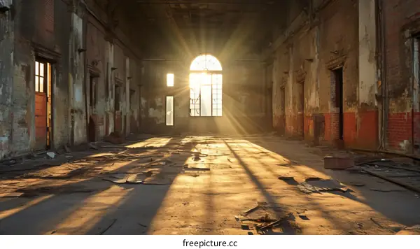 Sunlight shining through the window of an abandoned building