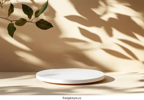 Elegant Minimalist Product Display with Natural Light and Shadow