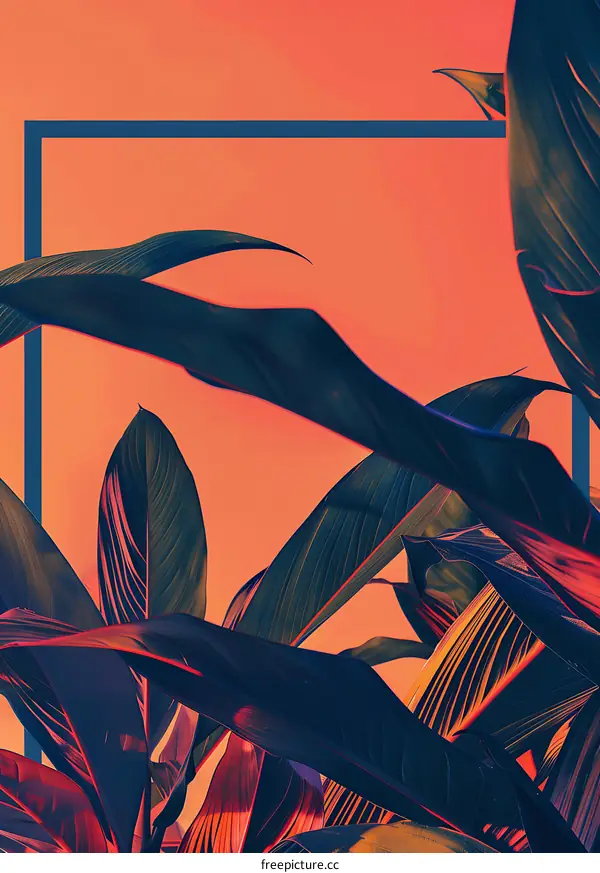 Tropical Leaves with Orange Background