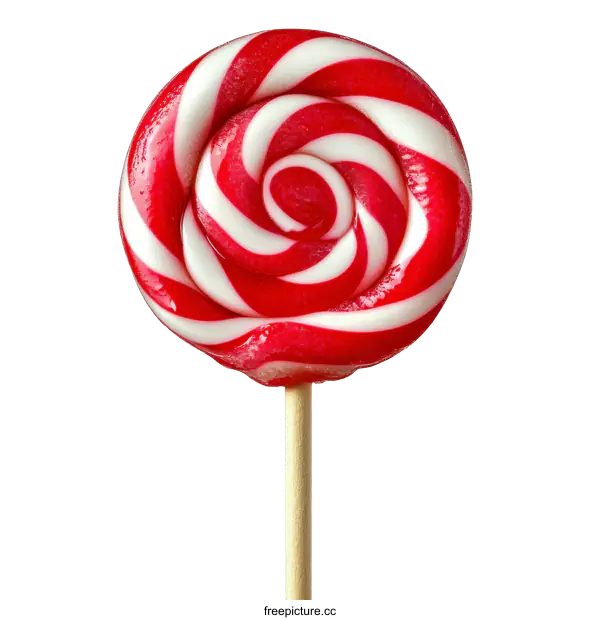 [Transparent Background PNG]Closeup of a Red and White Swirl Lollipop