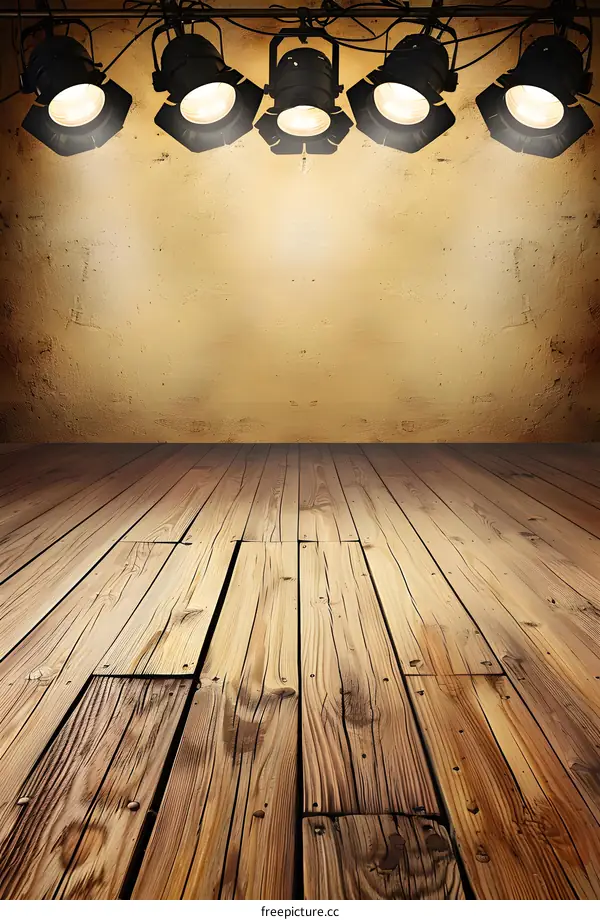Wooden Floor with Spotlight Background