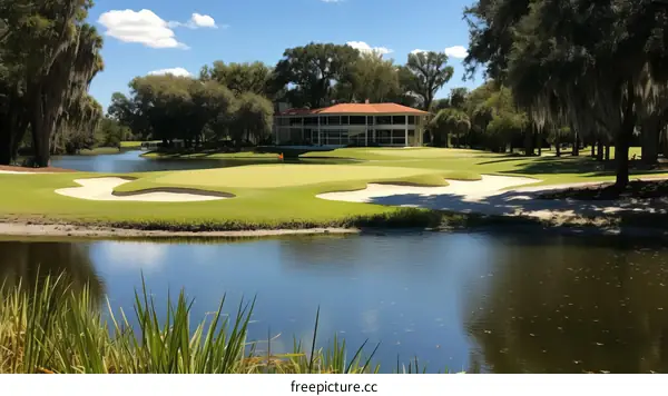 Suburban house and golf course