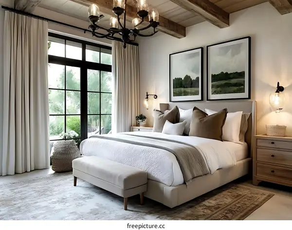 Modern Farmhouse Master Bedroom with Rustic Charm
