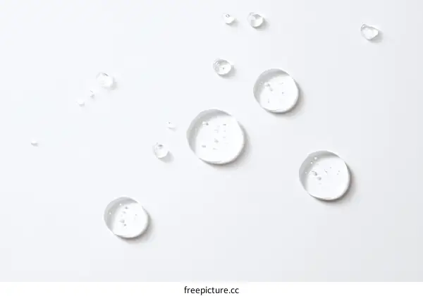 Clear Gel Drops on White Background