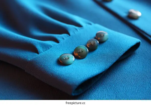 Close-up of a Deep Teal Blue Fabric with Buttons