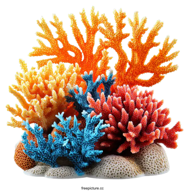 [Transparent Background PNG]Colorful Coral Reef Aquarium Decoration