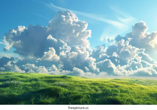 Serene Grass Field Under a Cloudy Sky
