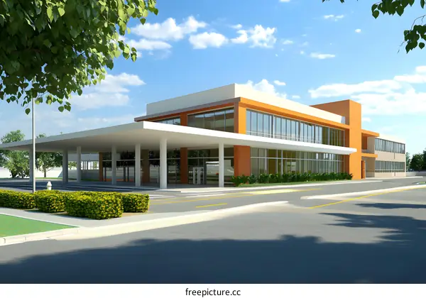 Modern Office Building Exterior Design Rendering